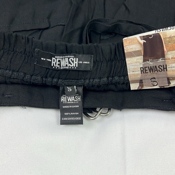 Rewash New Women’s Small Black Pull-on Belt Pockets Wide Leg Pant - Picture 3 of 7